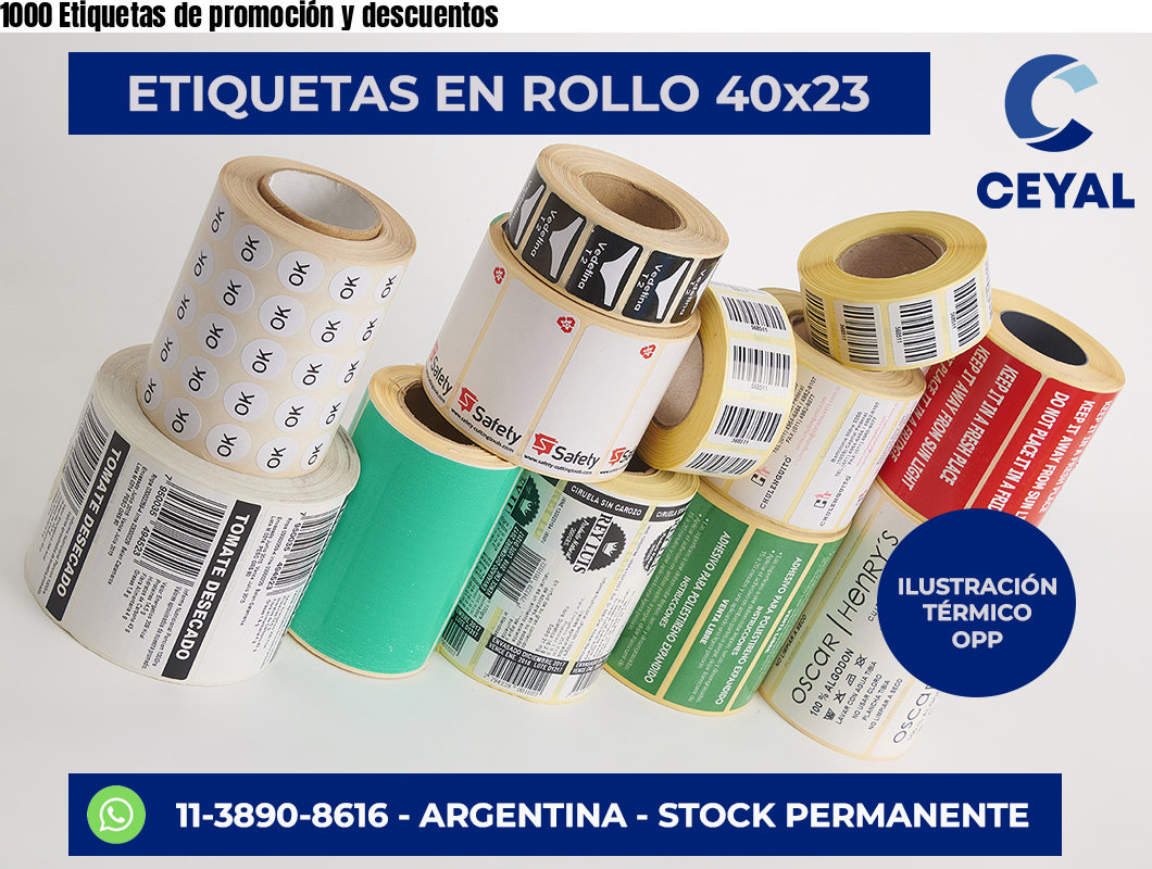 1000 Etiquetas de promoción y descuentos