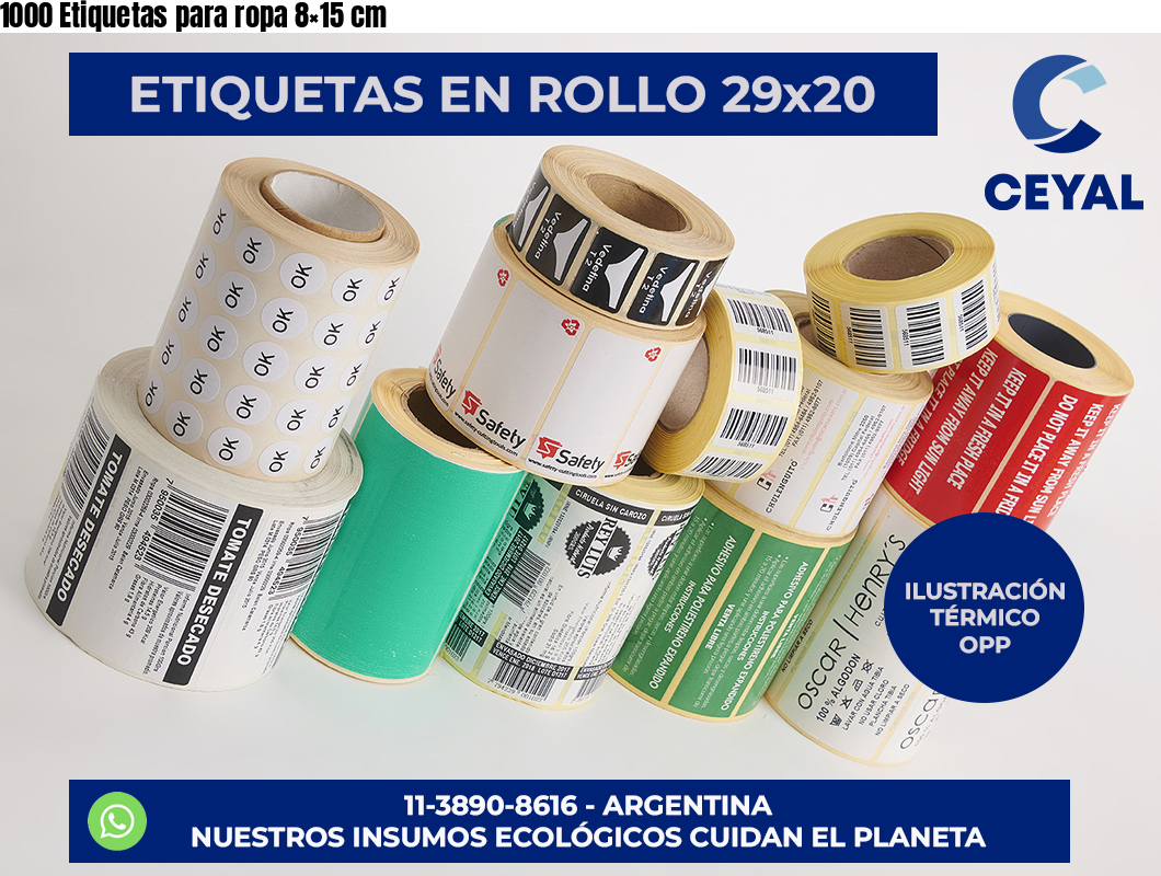 1000 Etiquetas para ropa 8×15 cm