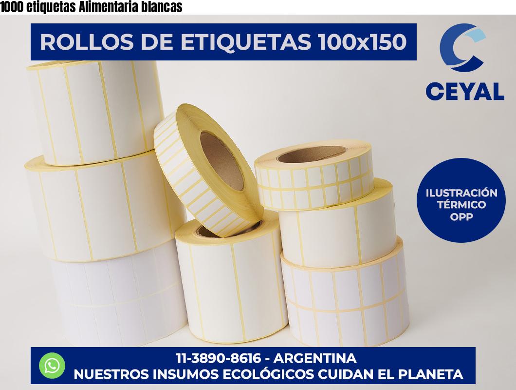 1000 etiquetas Alimentaria blancas
