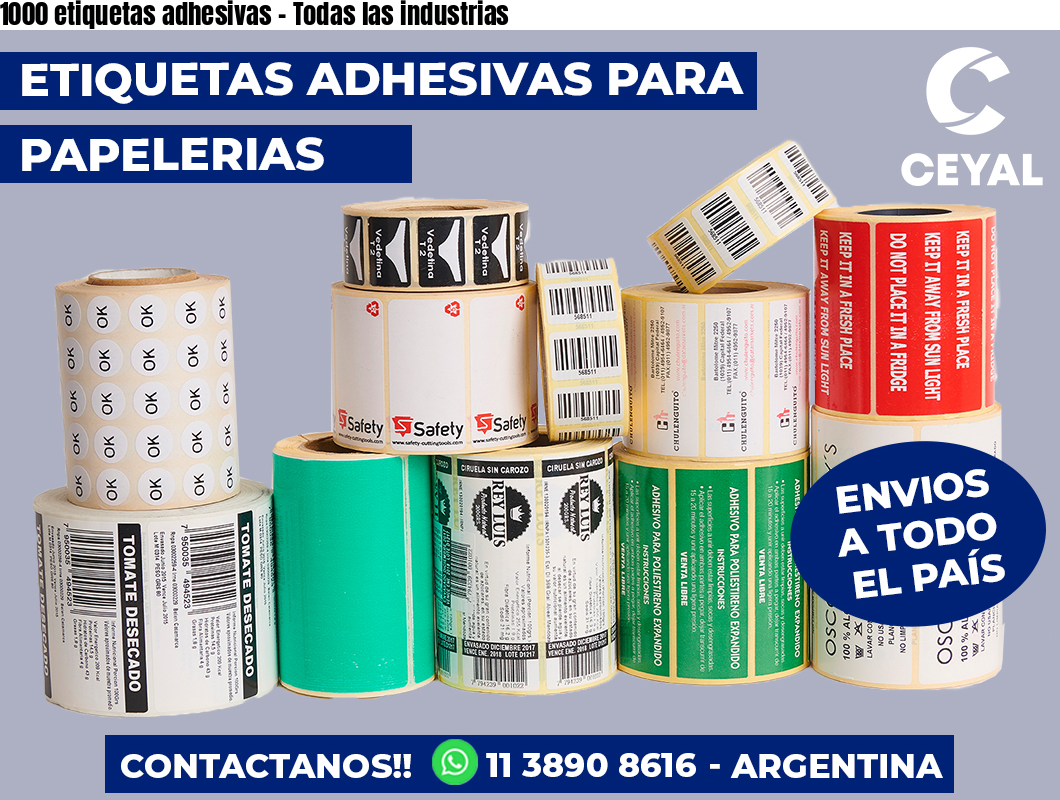 1000 etiquetas adhesivas – Todas las industrias