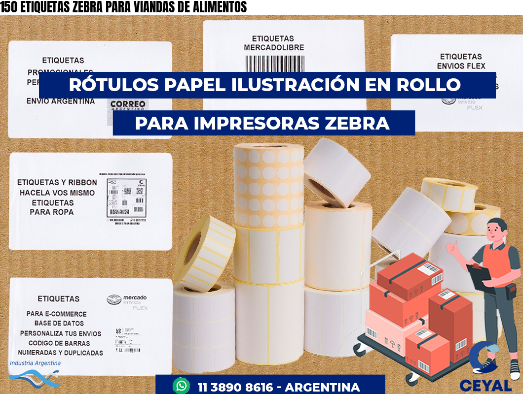 150 ETIQUETAS ZEBRA PARA VIANDAS DE ALIMENTOS