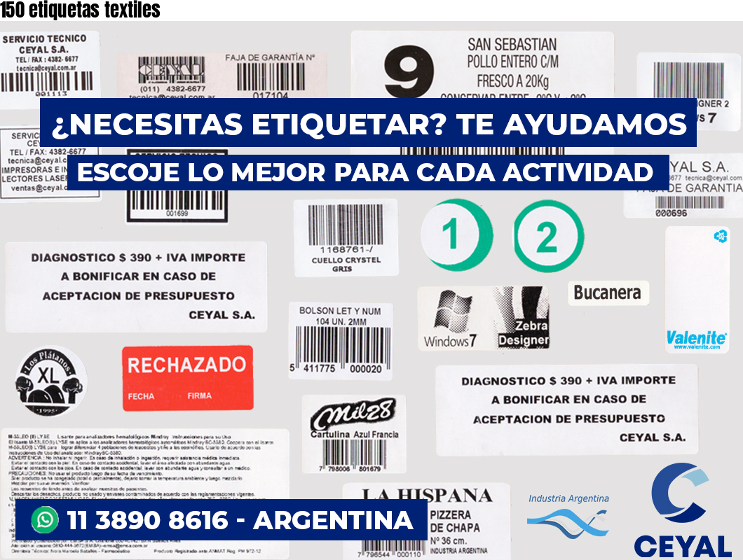 150 etiquetas textiles