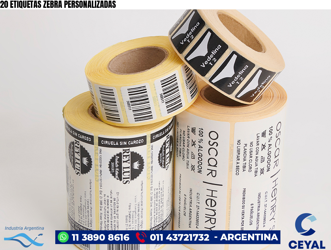 20 ETIQUETAS ZEBRA PERSONALIZADAS