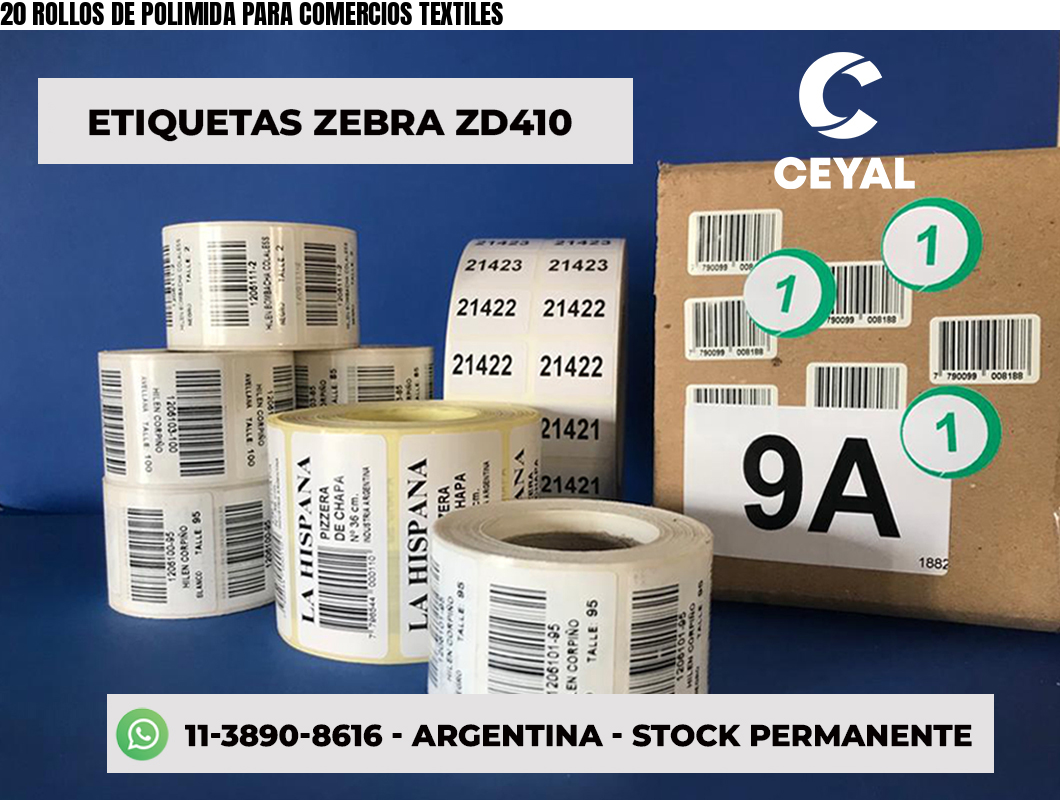 20 ROLLOS DE POLIMIDA PARA COMERCIOS TEXTILES