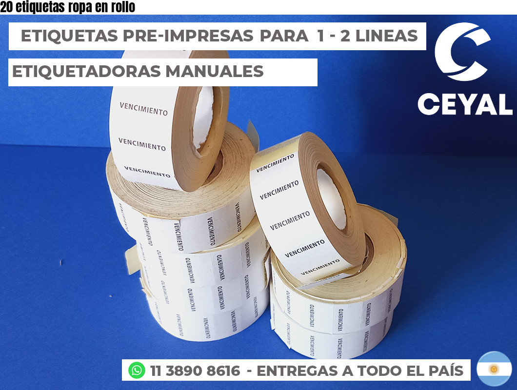 20 etiquetas ropa en rollo