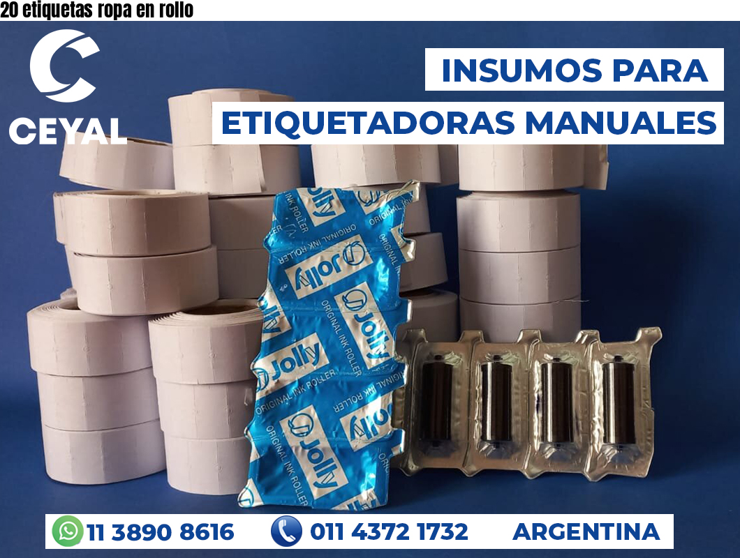 20 etiquetas ropa en rollo