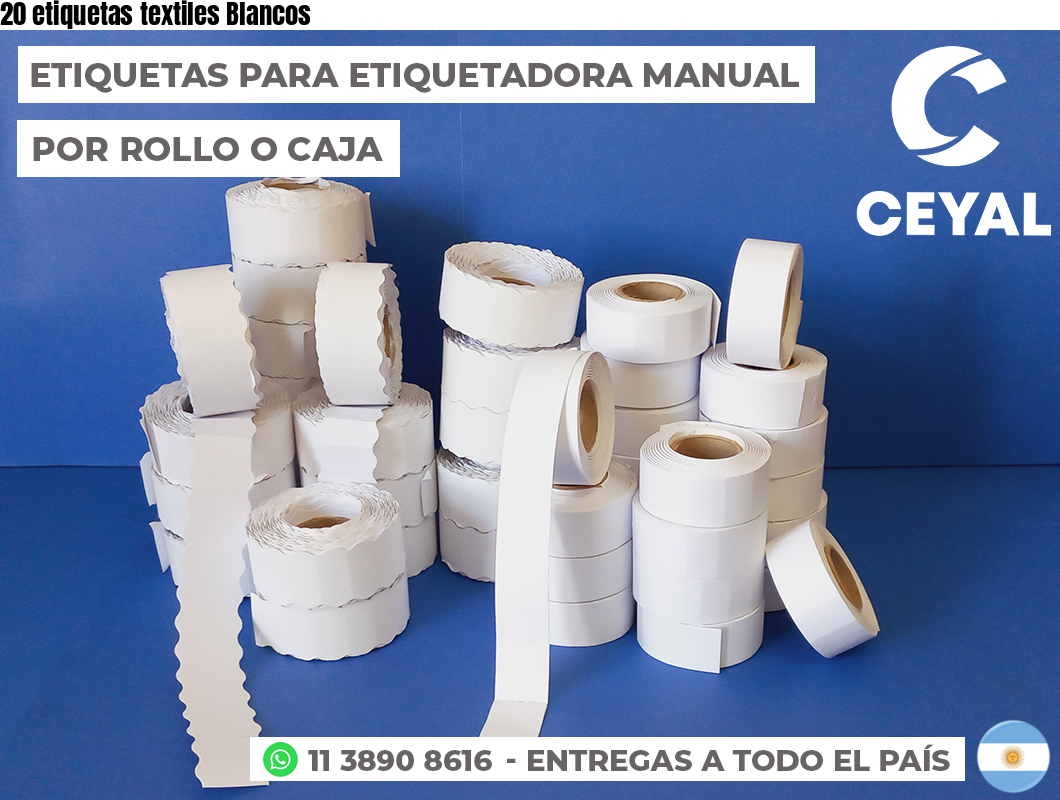 20 etiquetas textiles Blancos