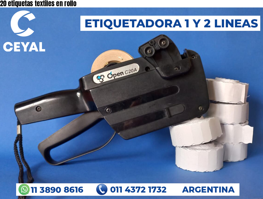 20 etiquetas textiles en rollo