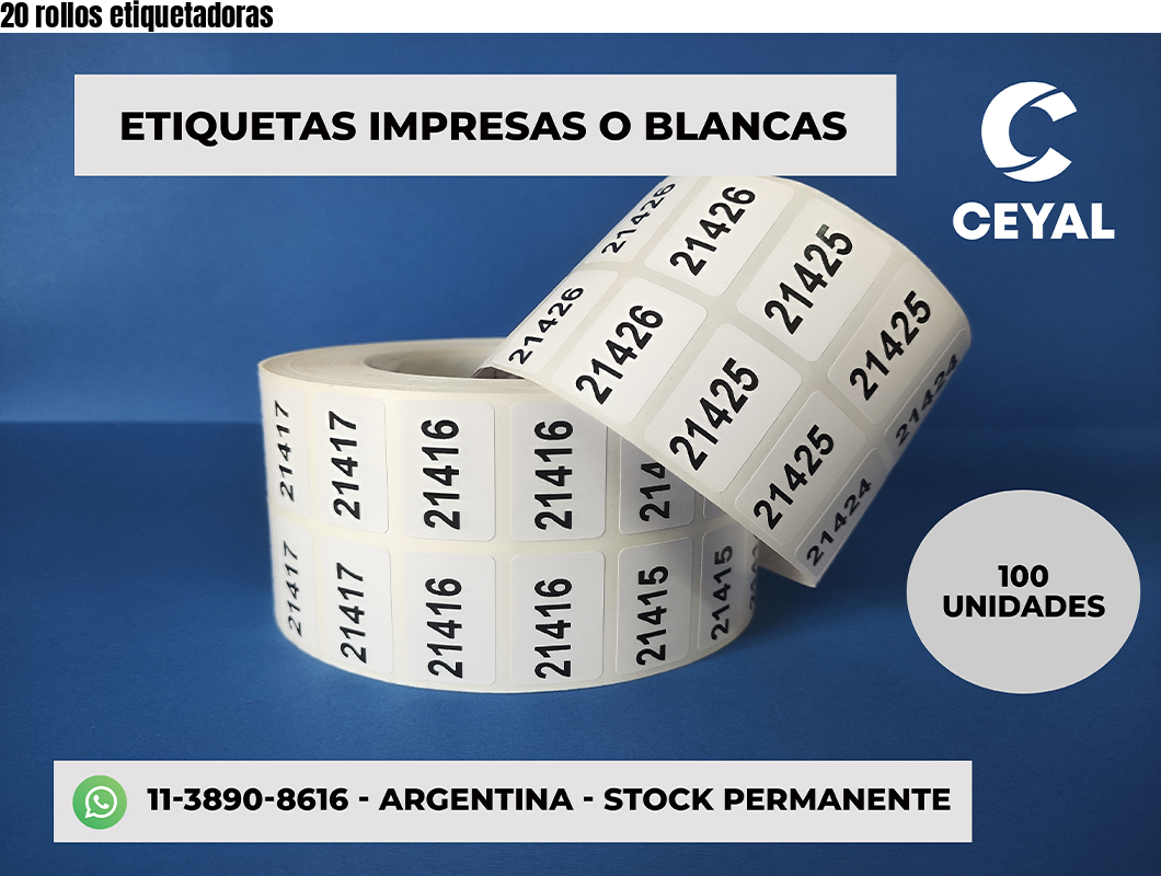 20 rollos etiquetadoras
