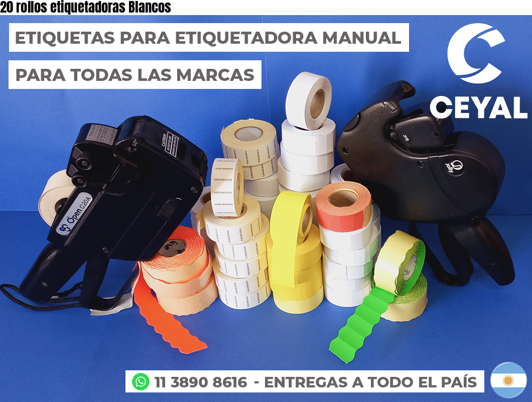 20 rollos etiquetadoras Blancos