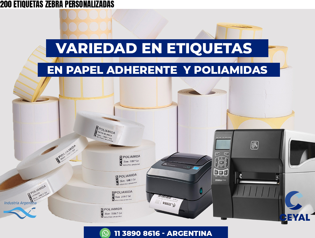 200 ETIQUETAS ZEBRA PERSONALIZADAS