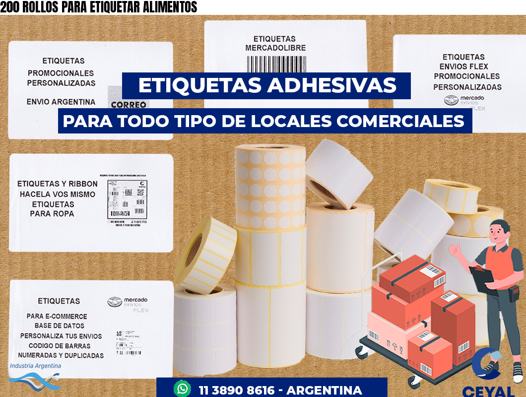 200 ROLLOS PARA ETIQUETAR ALIMENTOS