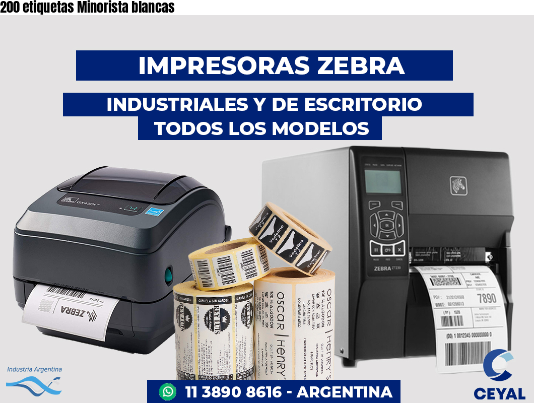 200 etiquetas Minorista blancas
