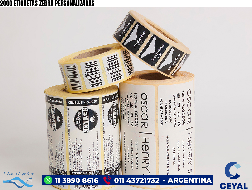 2000 ETIQUETAS ZEBRA PERSONALIZADAS