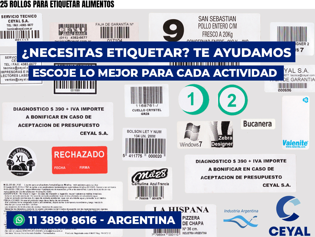25 ROLLOS PARA ETIQUETAR ALIMENTOS