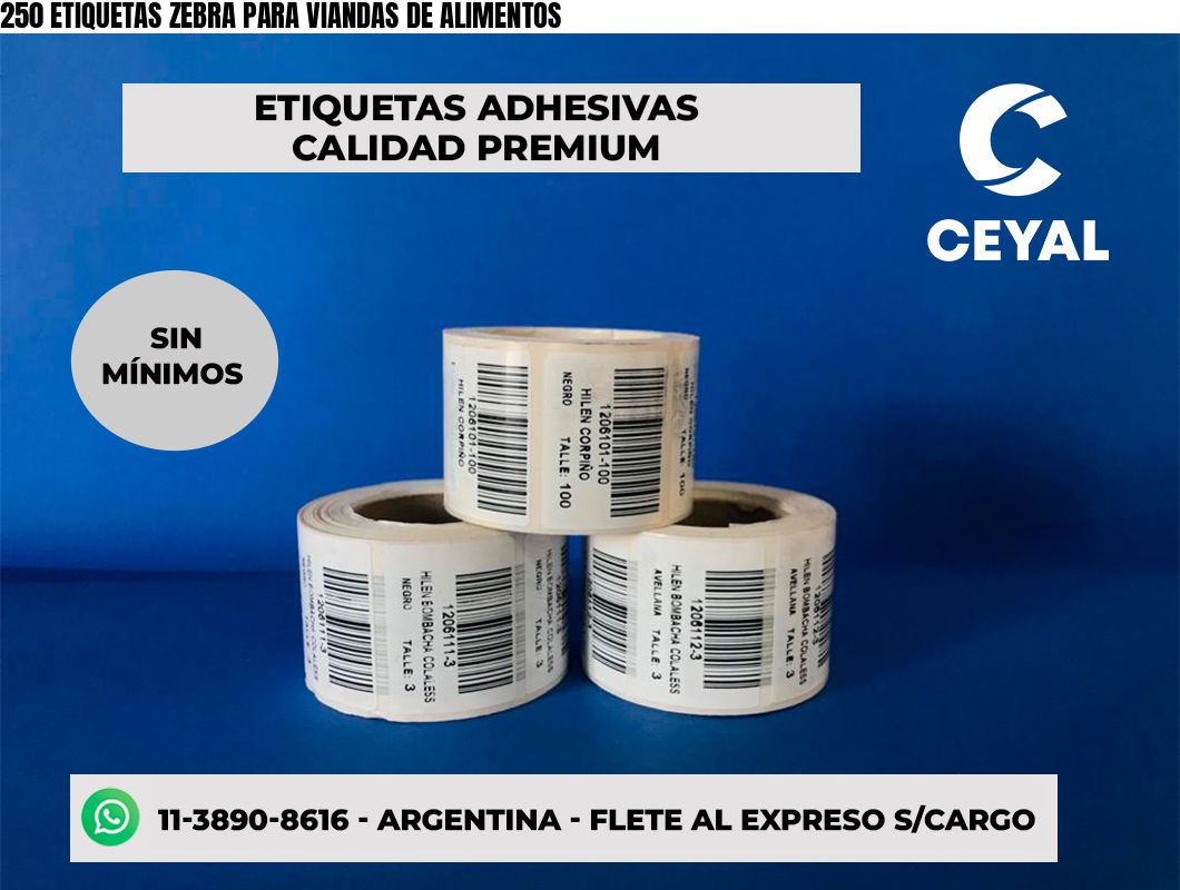 250 ETIQUETAS ZEBRA PARA VIANDAS DE ALIMENTOS