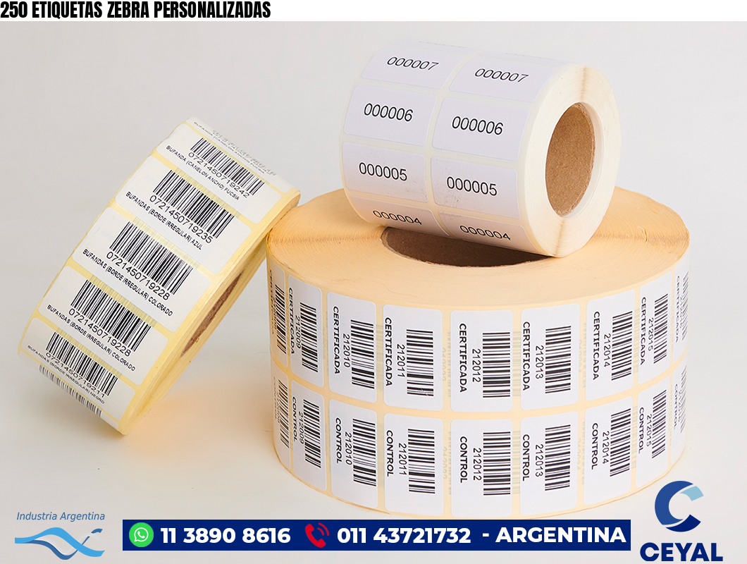 250 ETIQUETAS ZEBRA PERSONALIZADAS