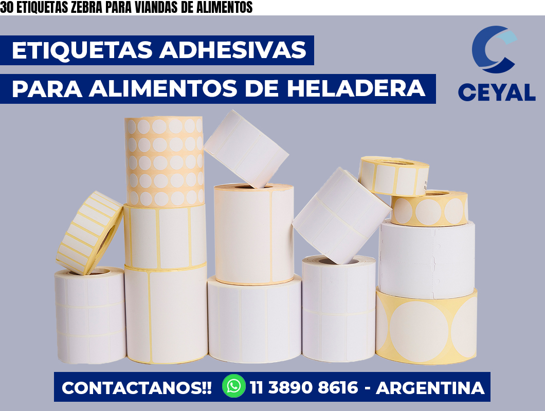 30 ETIQUETAS ZEBRA PARA VIANDAS DE ALIMENTOS