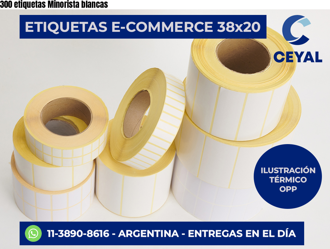 300 etiquetas Minorista blancas