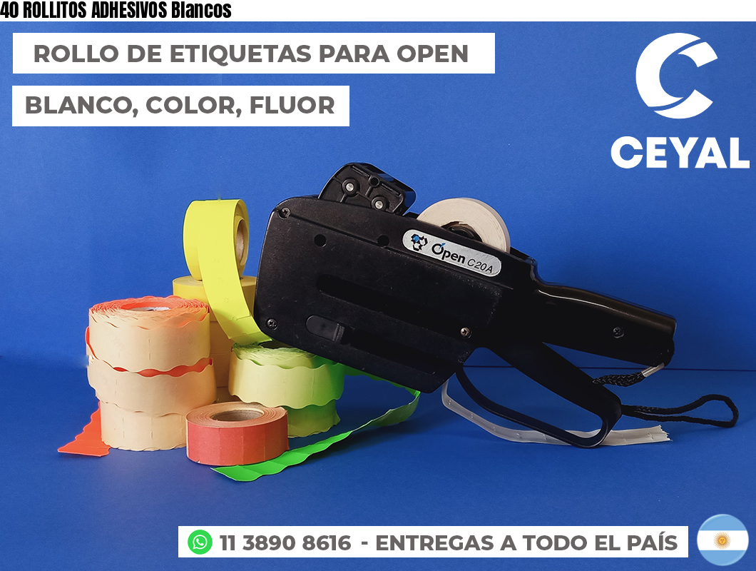 40 ROLLITOS ADHESIVOS Blancos