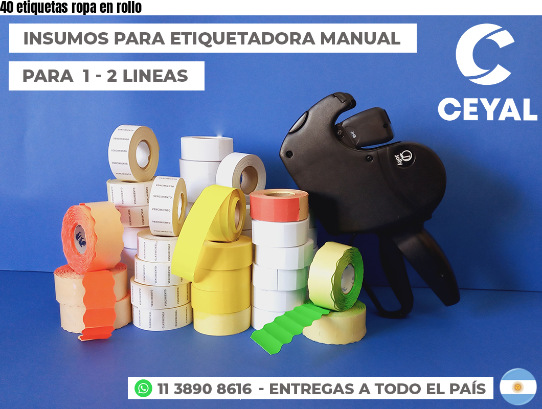 40 etiquetas ropa en rollo