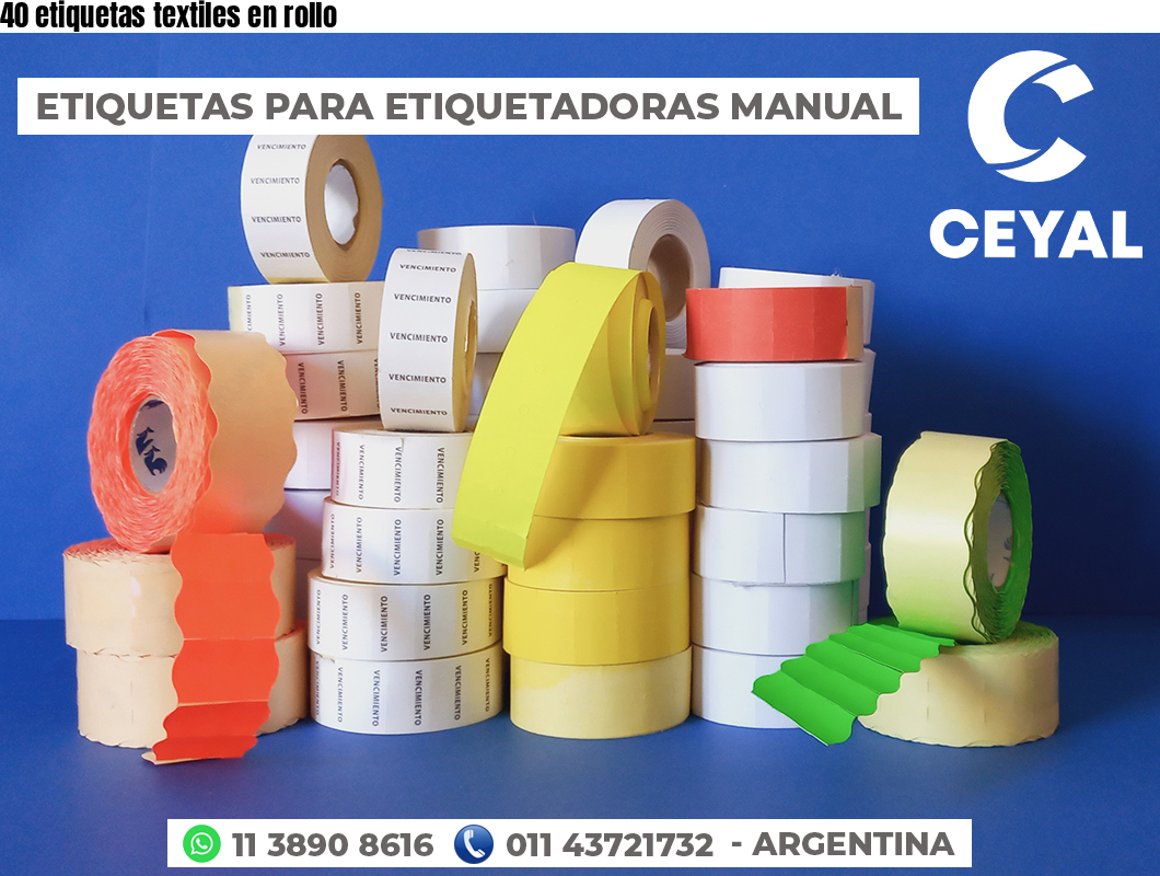 40 etiquetas textiles en rollo