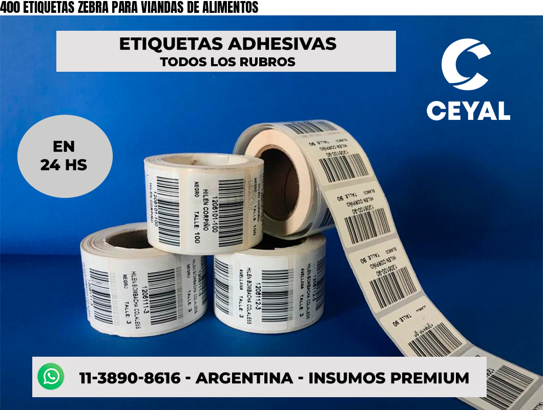400 ETIQUETAS ZEBRA PARA VIANDAS DE ALIMENTOS