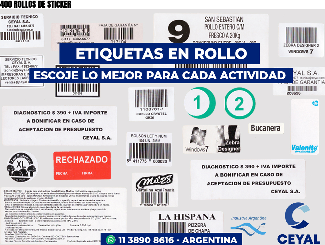 400 ROLLOS DE STICKER