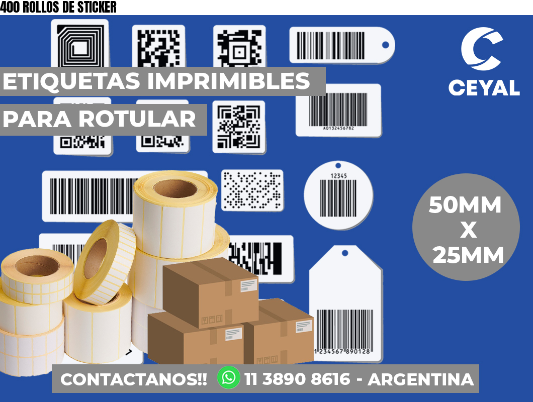 400 ROLLOS DE STICKER
