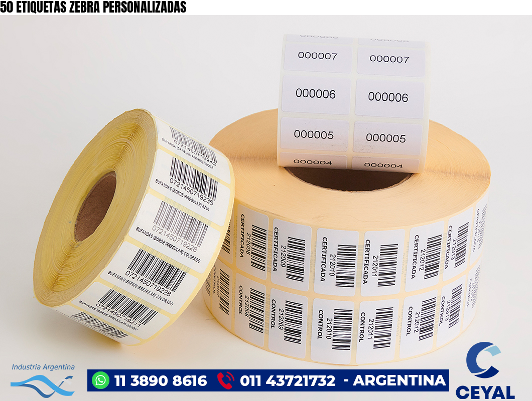 50 ETIQUETAS ZEBRA PERSONALIZADAS