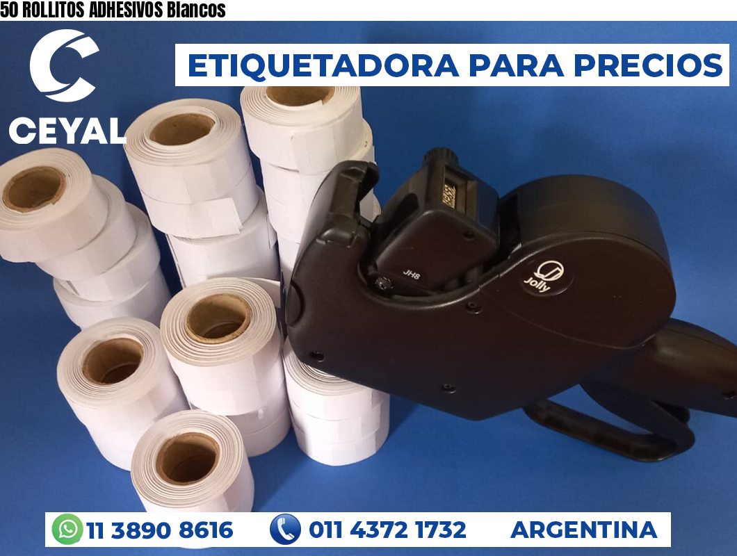 50 ROLLITOS ADHESIVOS Blancos