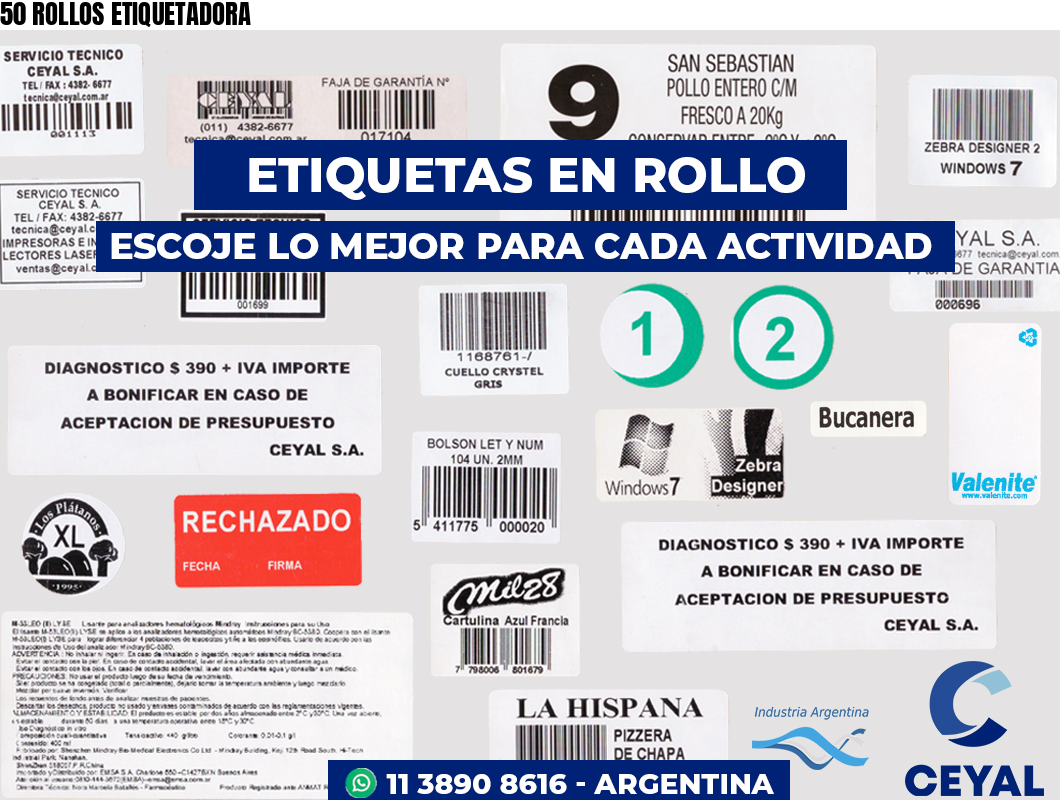 50 ROLLOS ETIQUETADORA