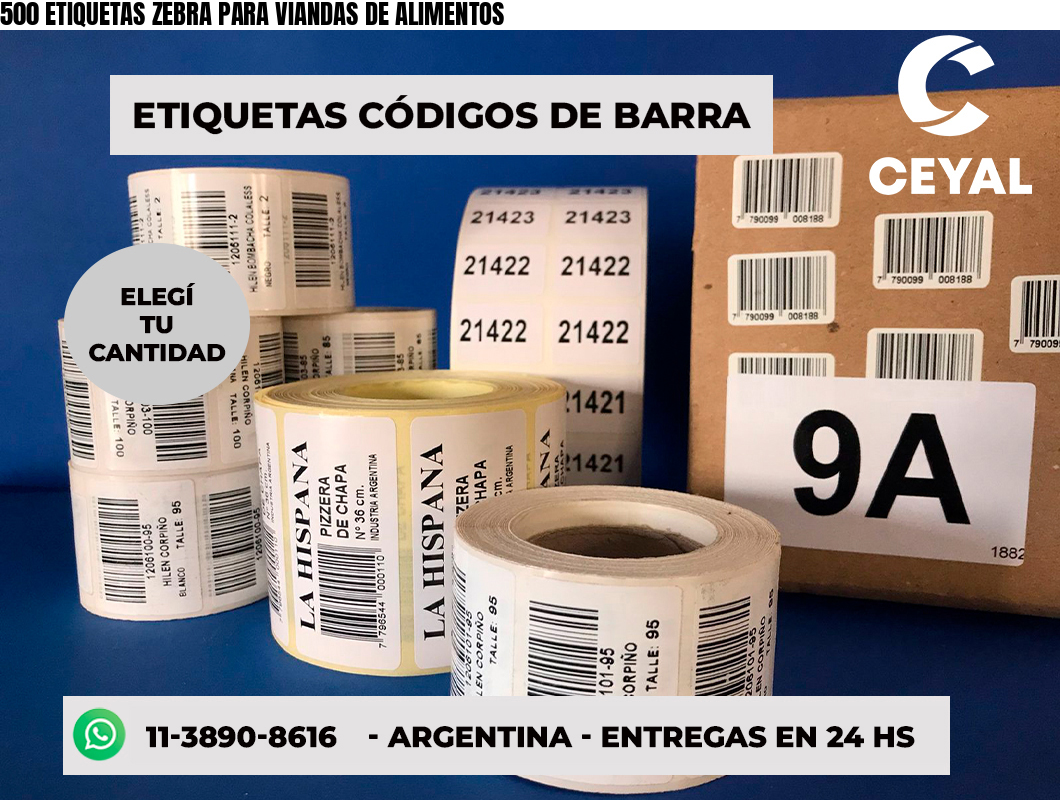 500 ETIQUETAS ZEBRA PARA VIANDAS DE ALIMENTOS