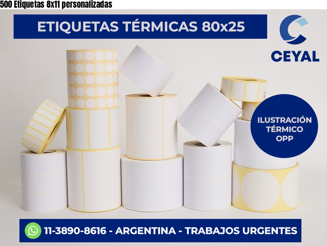 500 Etiquetas 8×11 personalizadas