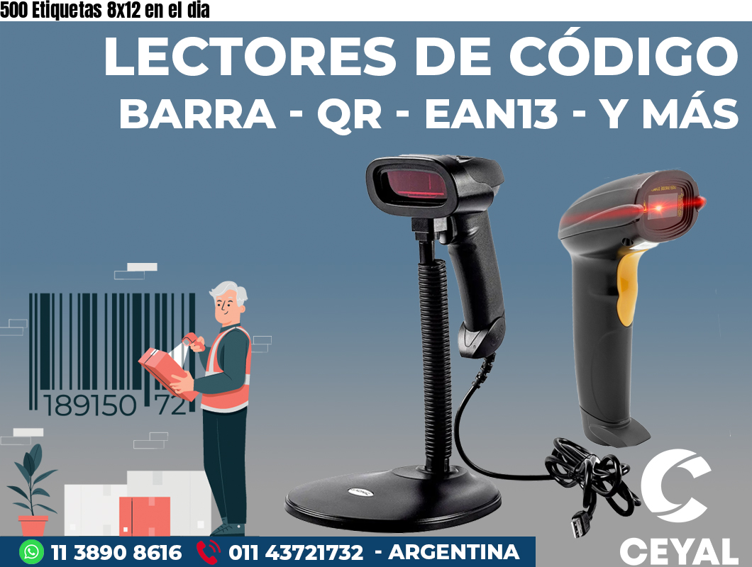 500 Etiquetas 8x12 en el dia