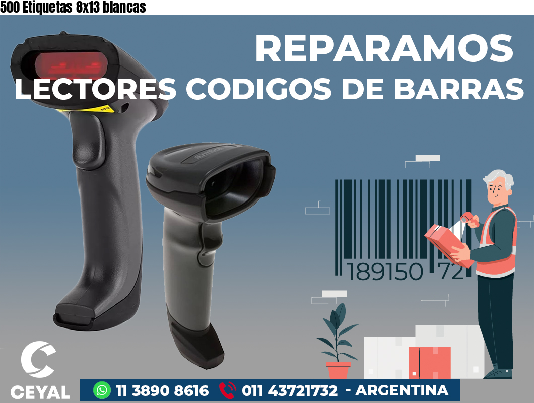 500 Etiquetas 8x13 blancas