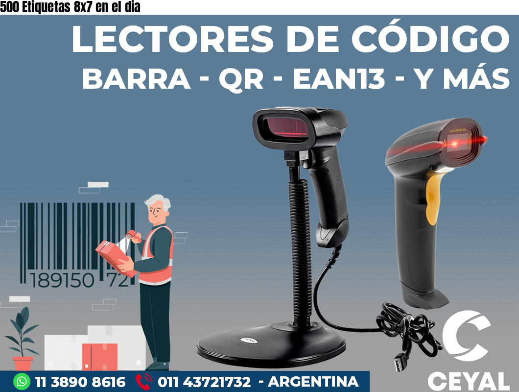 500 Etiquetas 8x7 en el dia