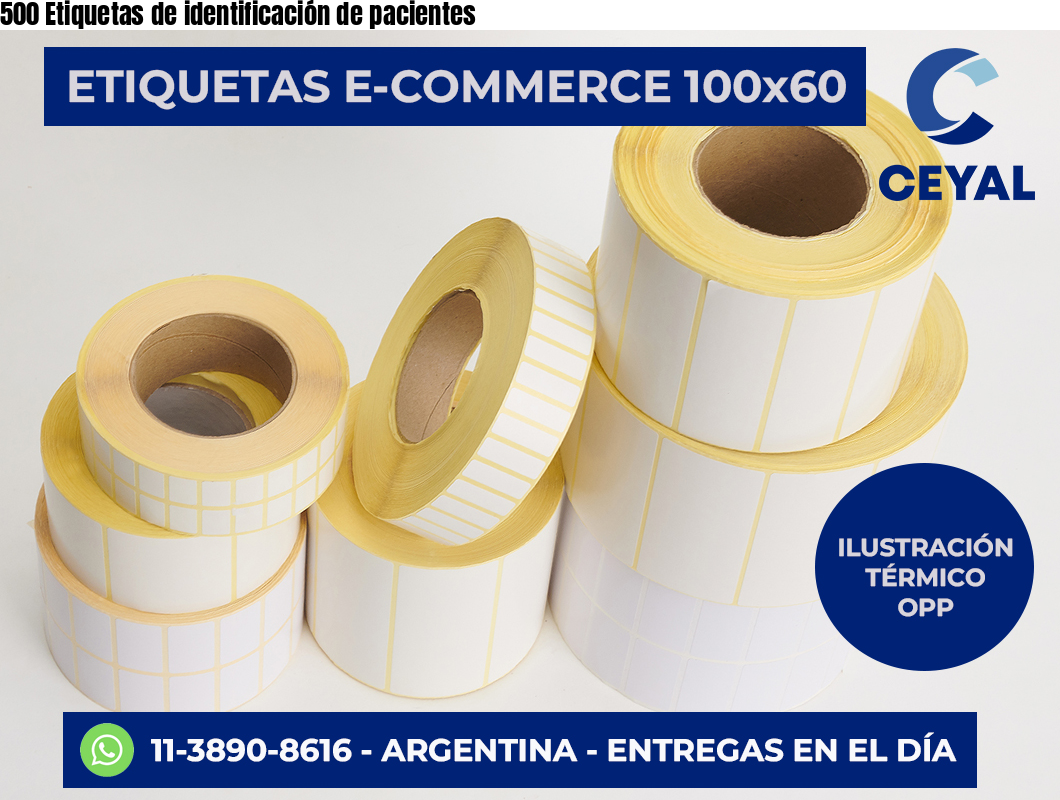500 Etiquetas de identificación de pacientes