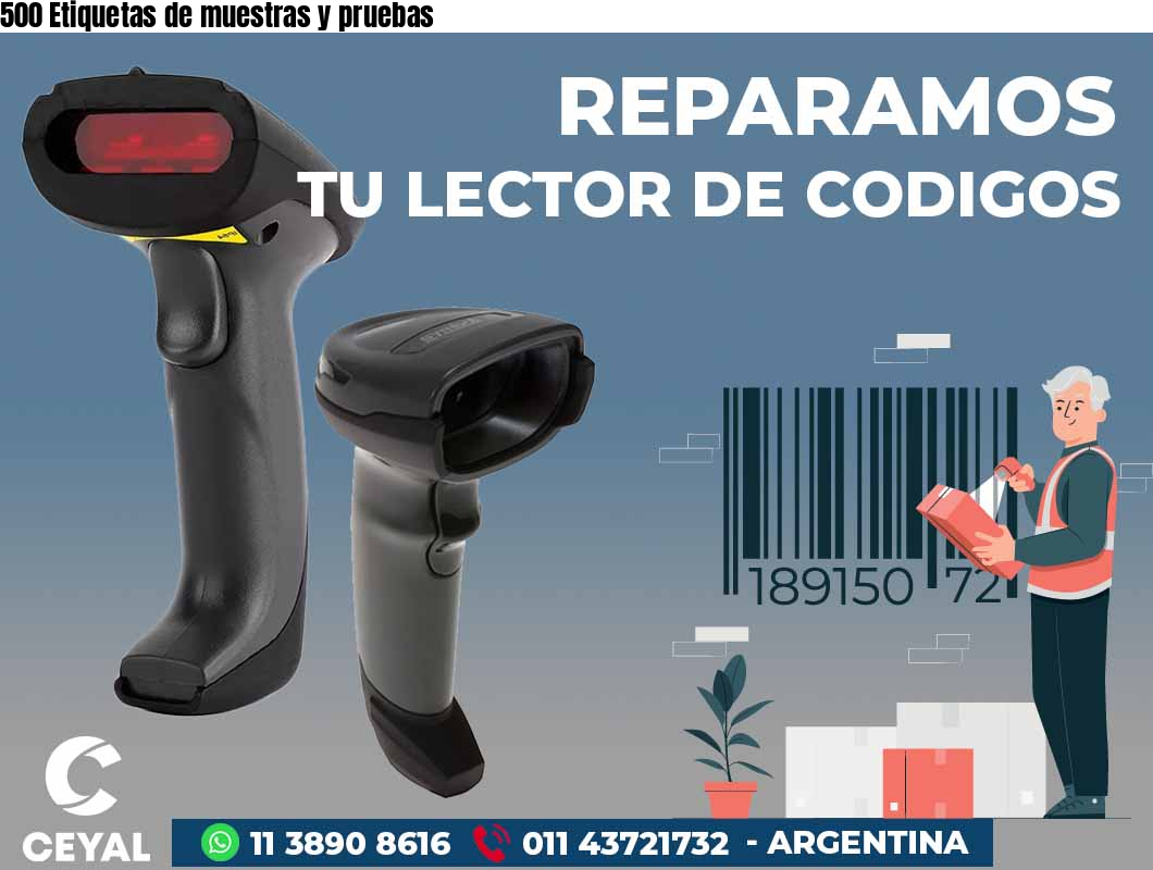 500 Etiquetas de muestras y pruebas