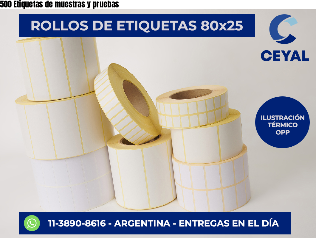 500 Etiquetas de muestras y pruebas