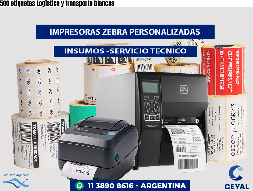 500 etiquetas Logística y transporte blancas
