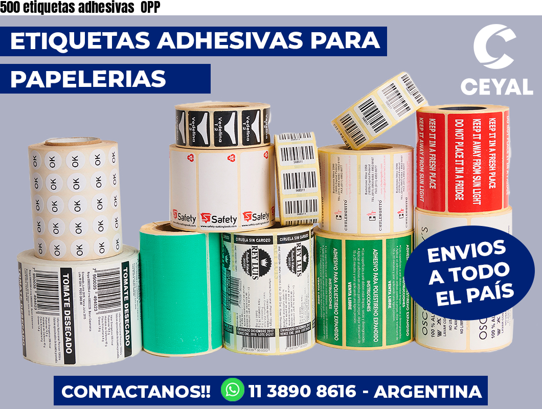 500 etiquetas adhesivas OPP