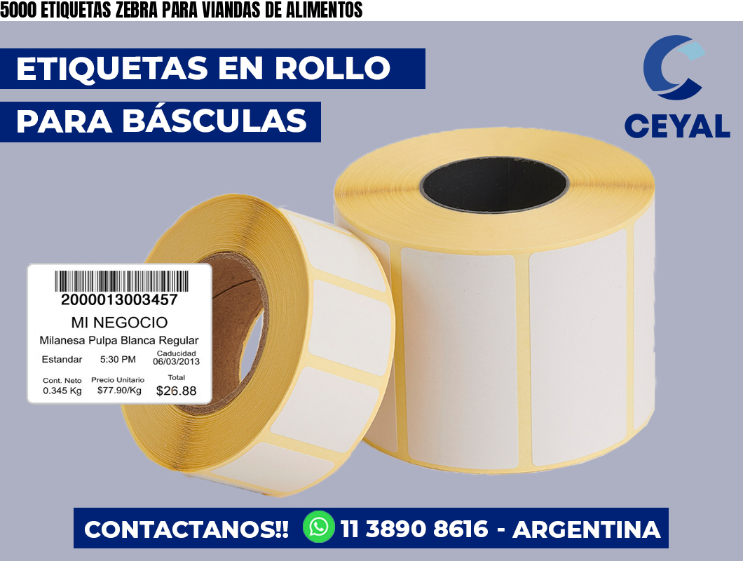 5000 ETIQUETAS ZEBRA PARA VIANDAS DE ALIMENTOS