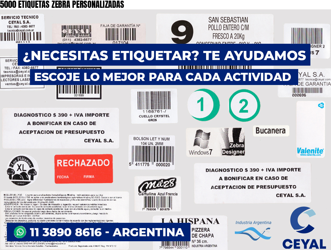 5000 ETIQUETAS ZEBRA PERSONALIZADAS