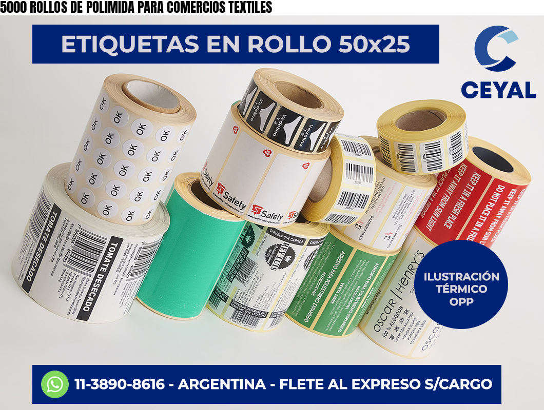 5000 ROLLOS DE POLIMIDA PARA COMERCIOS TEXTILES