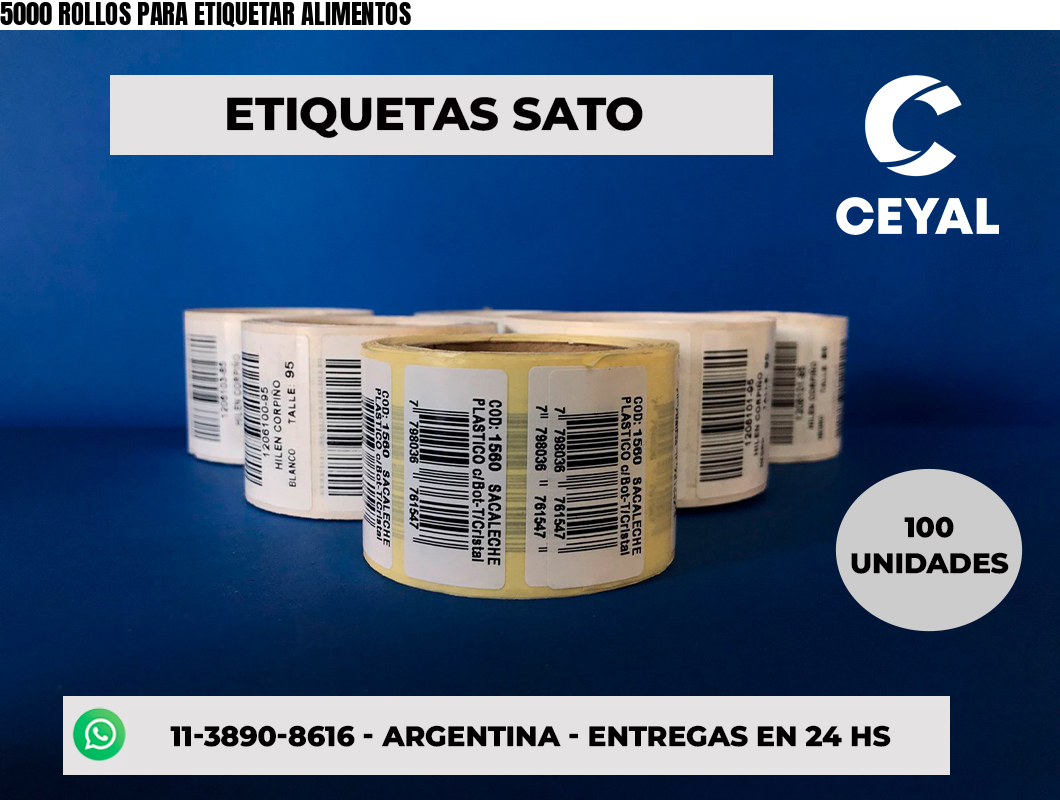 5000 ROLLOS PARA ETIQUETAR ALIMENTOS