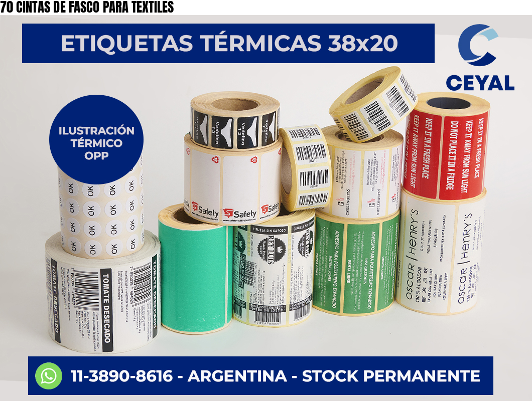 70 CINTAS DE FASCO PARA TEXTILES