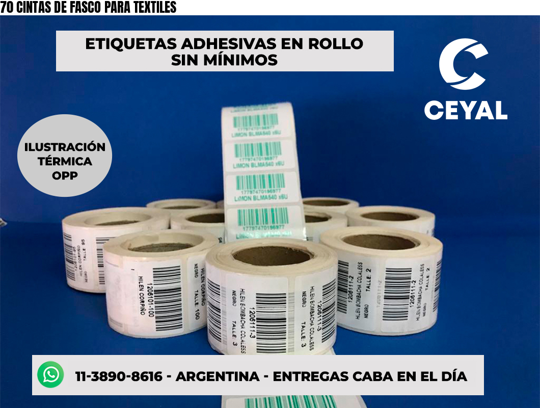 70 CINTAS DE FASCO PARA TEXTILES
