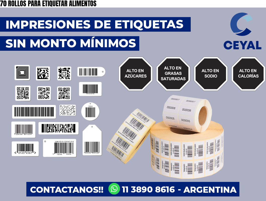 70 ROLLOS PARA ETIQUETAR ALIMENTOS