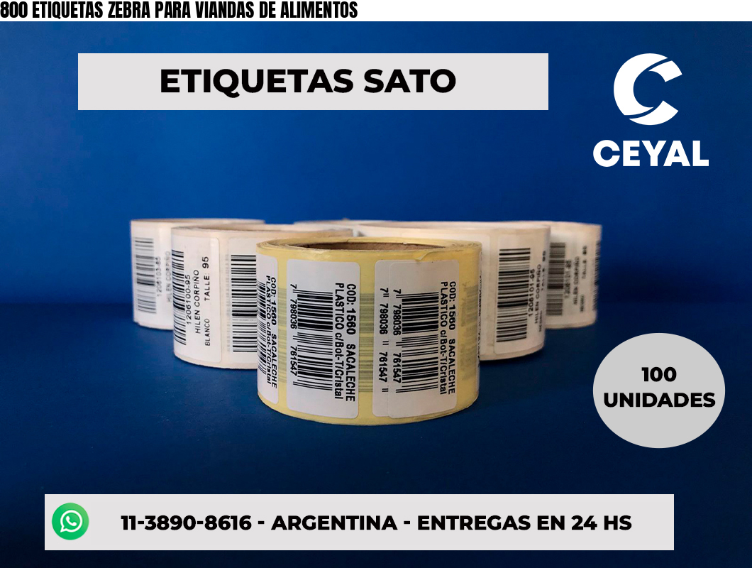 800 ETIQUETAS ZEBRA PARA VIANDAS DE ALIMENTOS